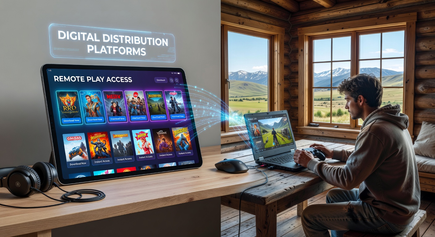 Digital distribution platforms enabling gaming access in remote regions with satellite internet connections