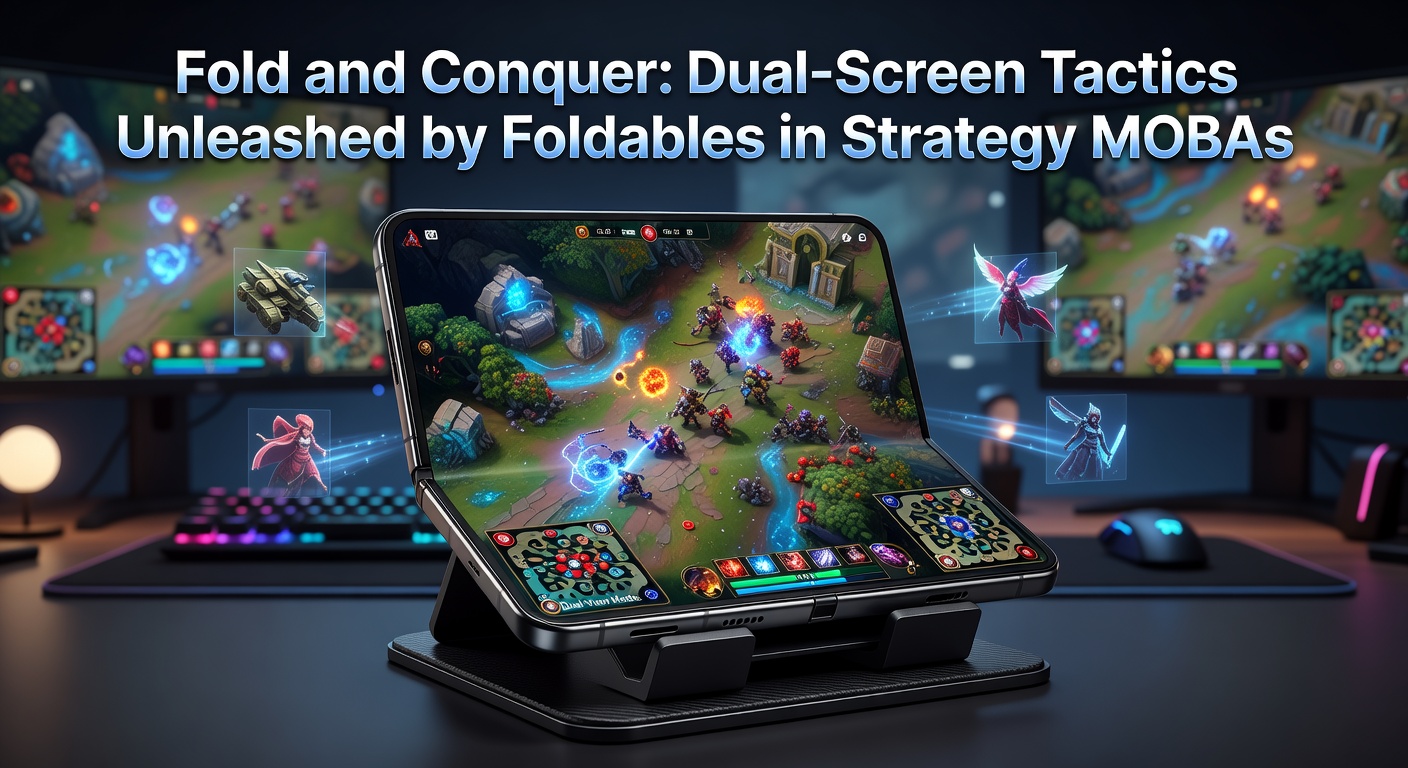 Samsung Galaxy Z Fold6 split-screen view showing Mobile Legends: Bang Bang minimap on top half and main battlefield on bottom, highlighting dual-screen strategy advantages