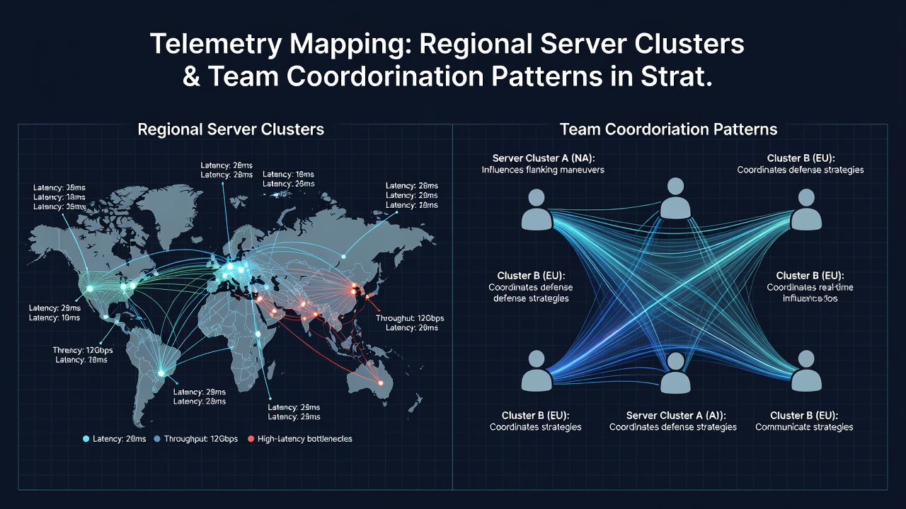 Heatmap of team coordination patterns influenced by server cluster locations in cross-platform strategy gameplay
