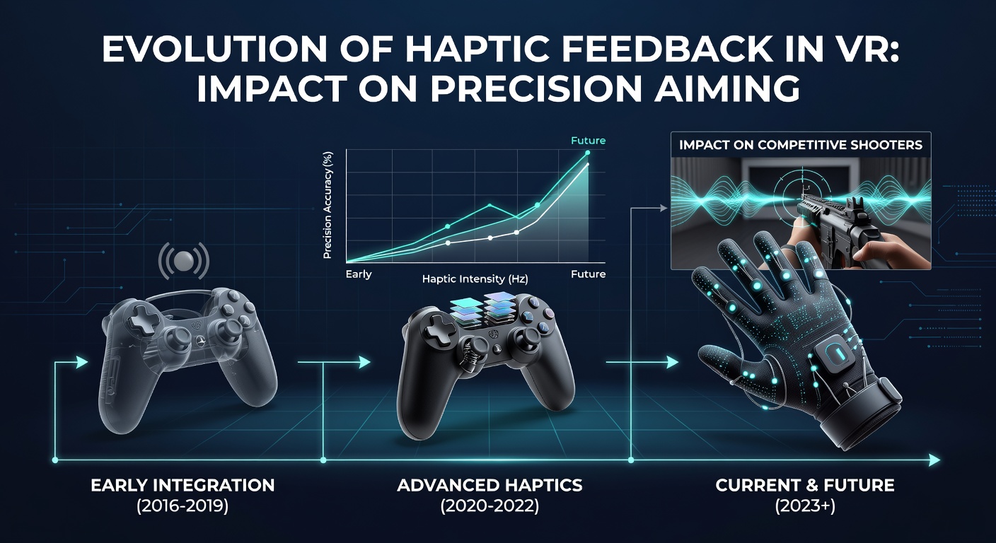 Early VR controllers showcasing basic haptic rumble motors alongside modern force-feedback peripherals used in competitive shooters